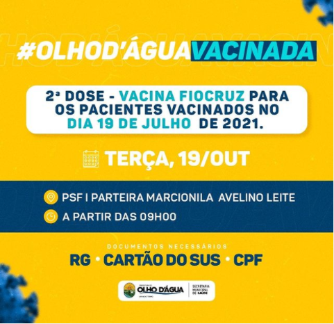 Imagem da notícia 166 - Chegou a sua vez de tomar a 2ª dose?