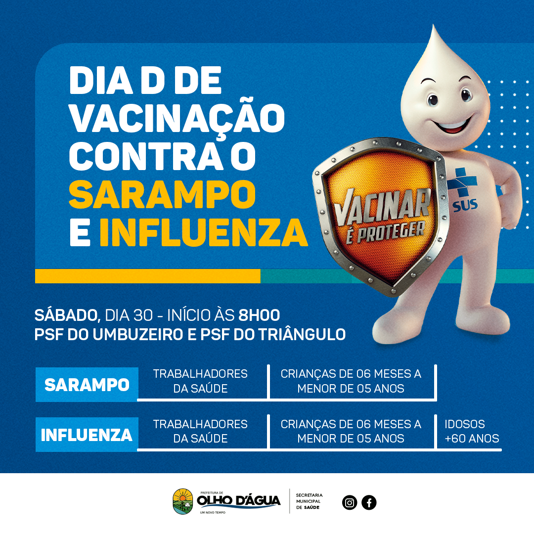 Imagem da notícia 168 - DIA "D" DE VACINAÇÃO CONTRA SARAMPO E INFLUENZA