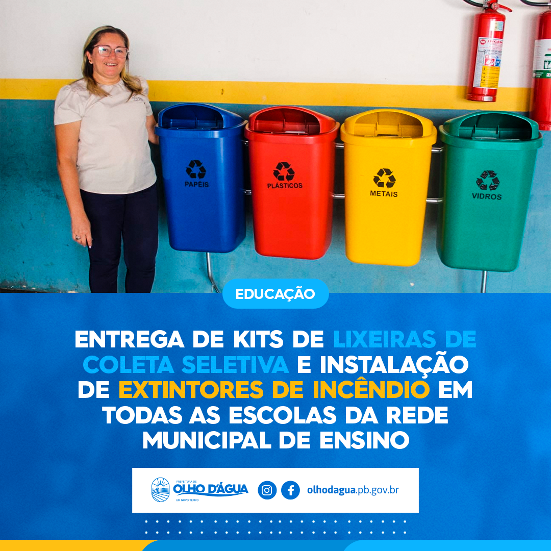 Imagem da notícia 222 - ENTREGA LIXEIRAS COLETA SELETIVA E EXTINTORES DE INCÊNDIO
