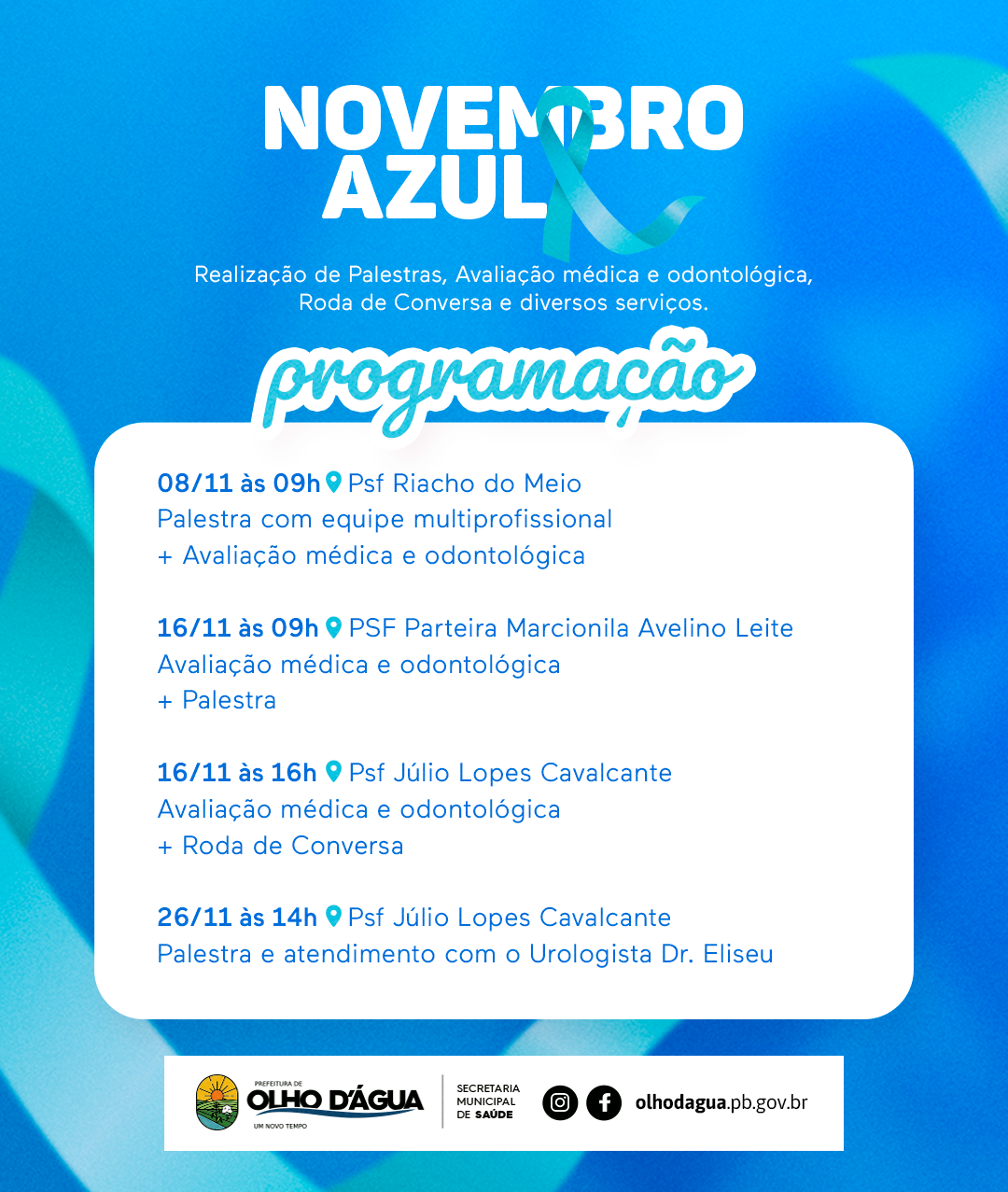 Imagem da notícia 253 - CRONOGRAMA NOVEMBRO AZUL