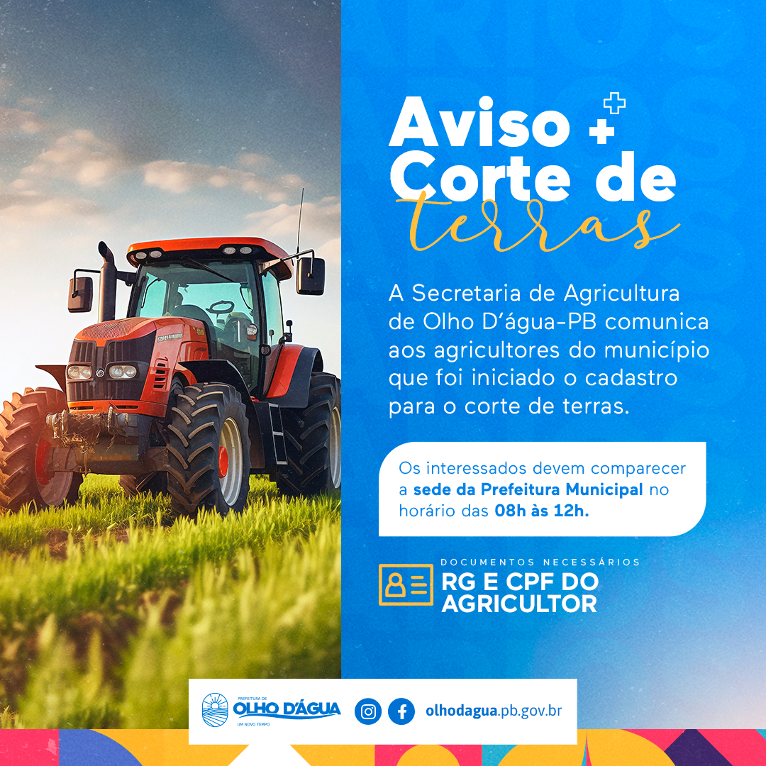 Imagem da notícia 264 - AVISO CORTE DE TERRAS