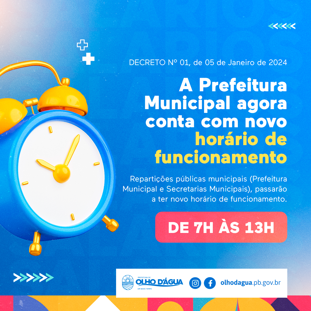 Imagem da notícia 267 - NOVO HORÁRIO DE FUNCIONAMENTO