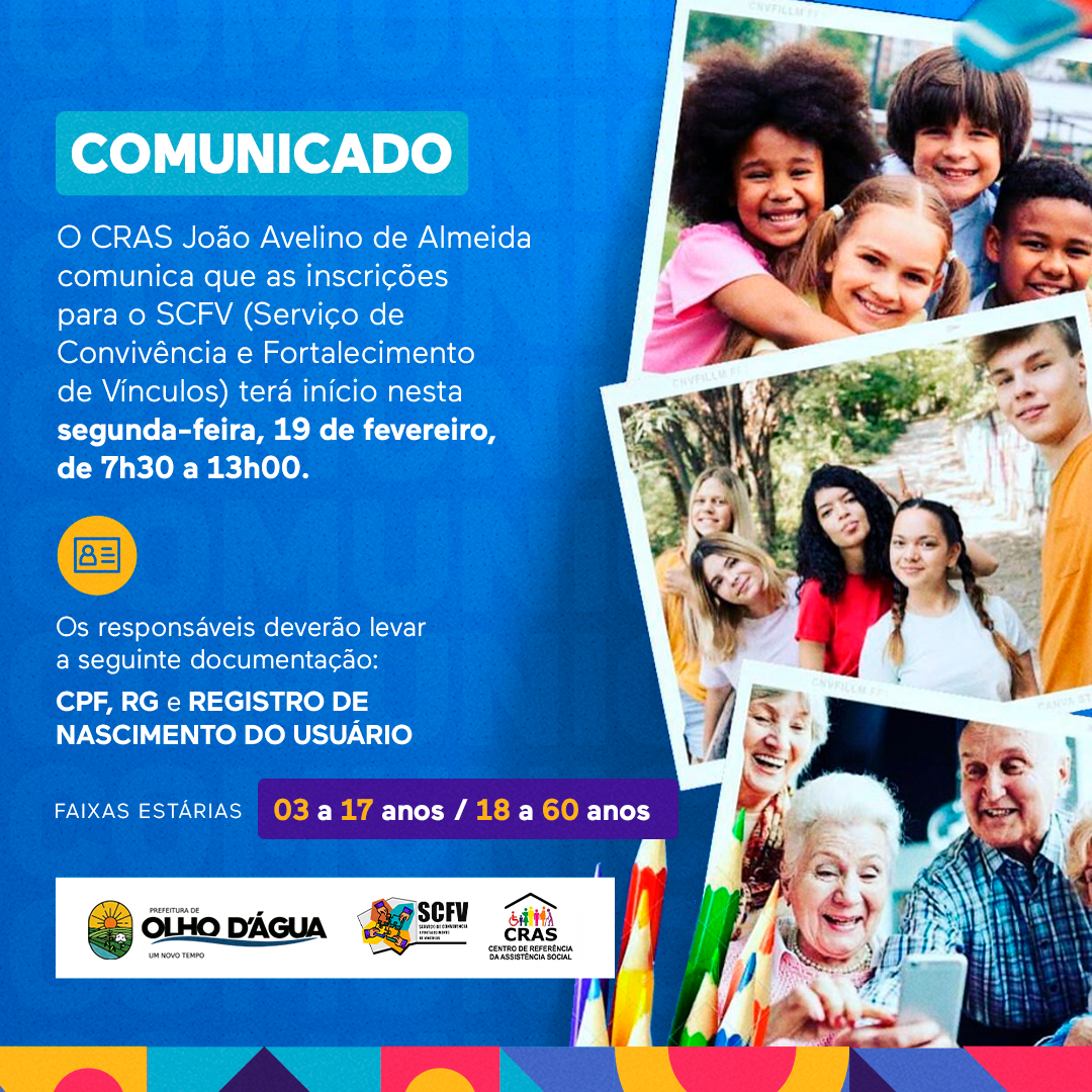 Imagem da notícia 270 - COMUNICADO SCFV