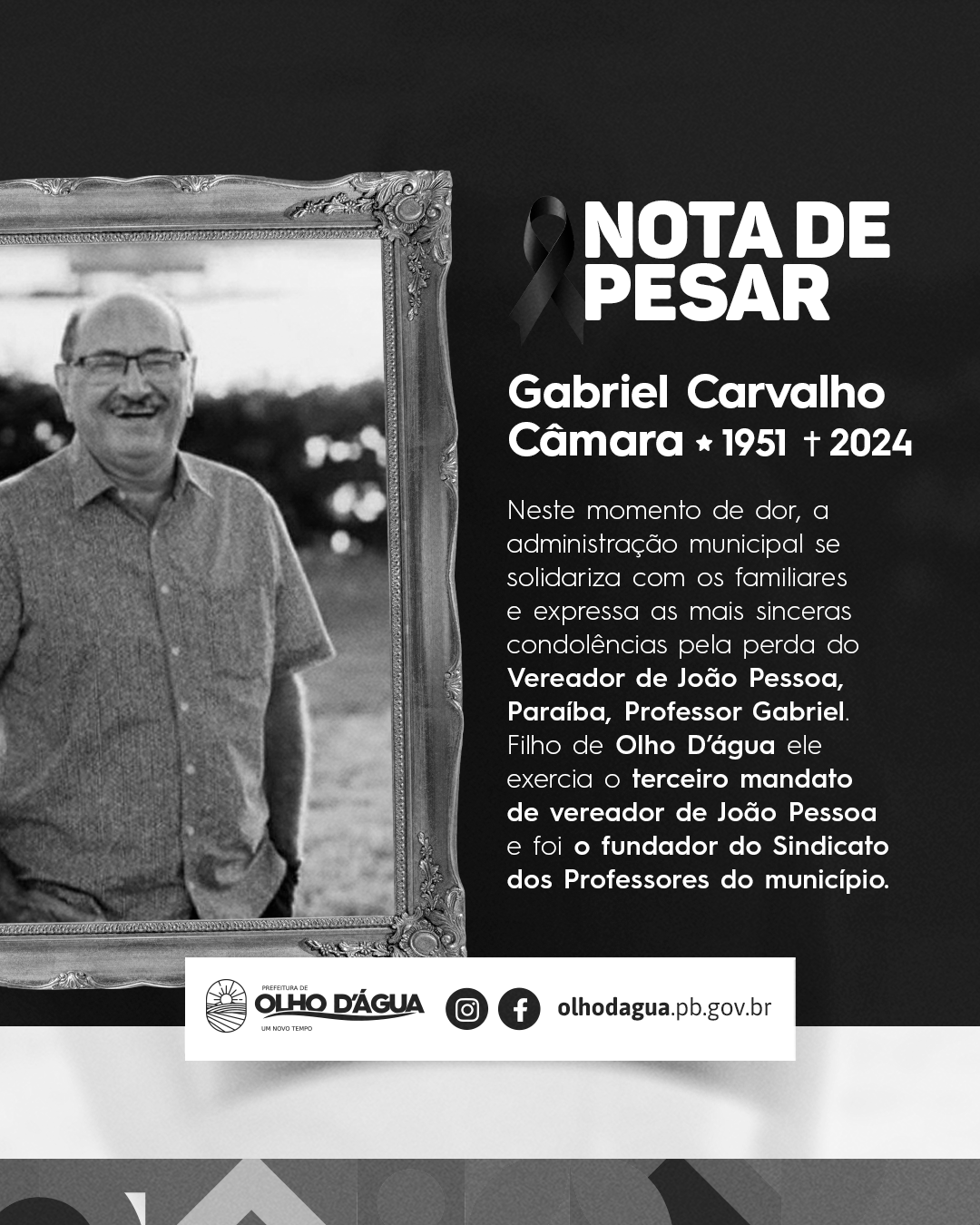 Imagem da notícia 292 - NOTA DE PESAR