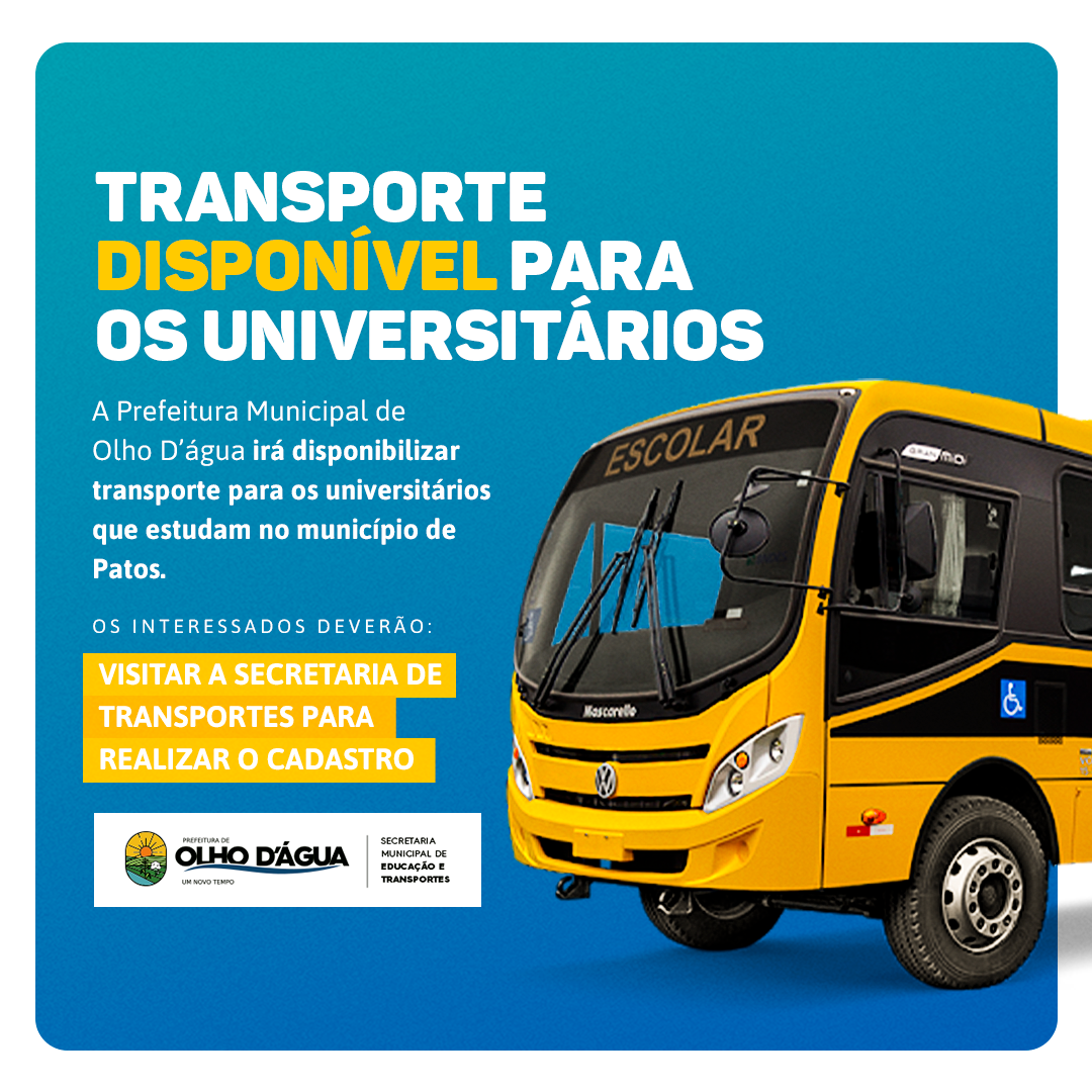 TRANSPORTE DISPONÍVEL PARA UNIVERSITÁRIOS